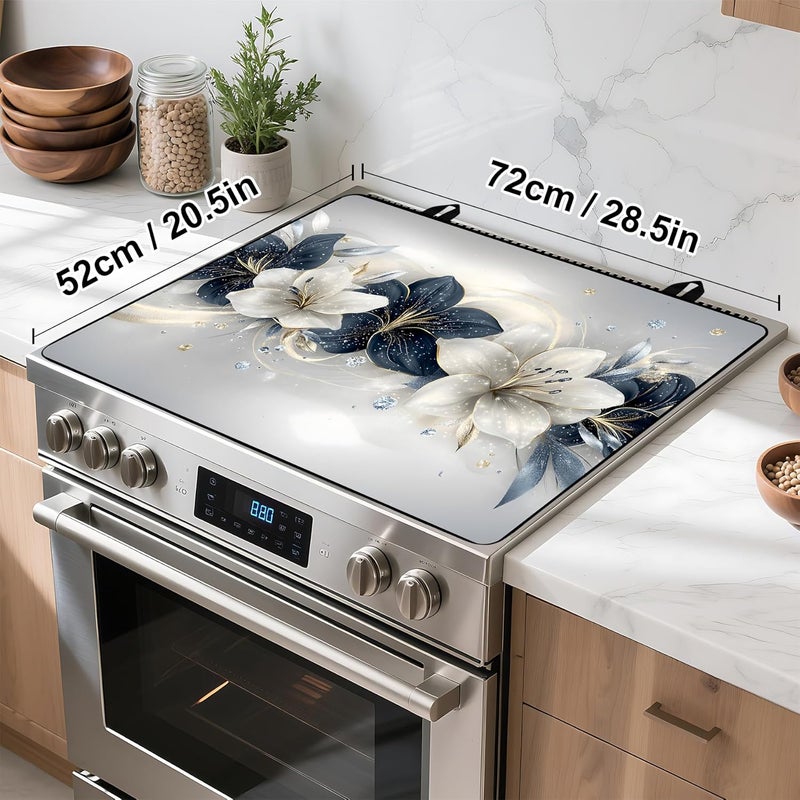 BVBOX Stove Top Cover Retro Flower Gas Stove Top Cover for Home Decoration Kitchen Pad Non-Stick Washable Cooktop Covers Countertop Protector Keep Stove Clean 28"x20" (Flower) - Image 4